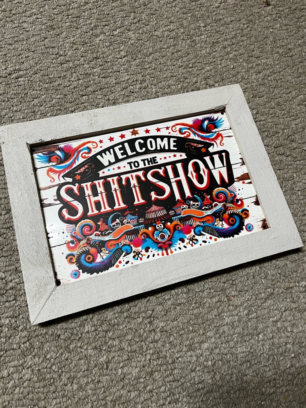 Welcome to the Shitshow Decorative Framed Sign - White Frame